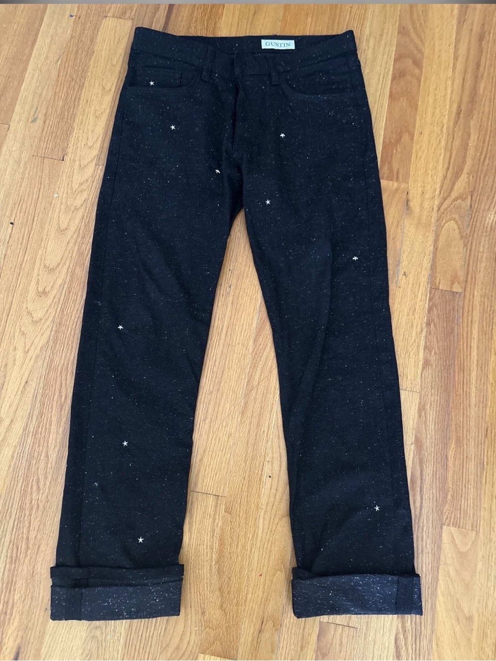 Gustin Black Jeans with White Specs Star Studs and